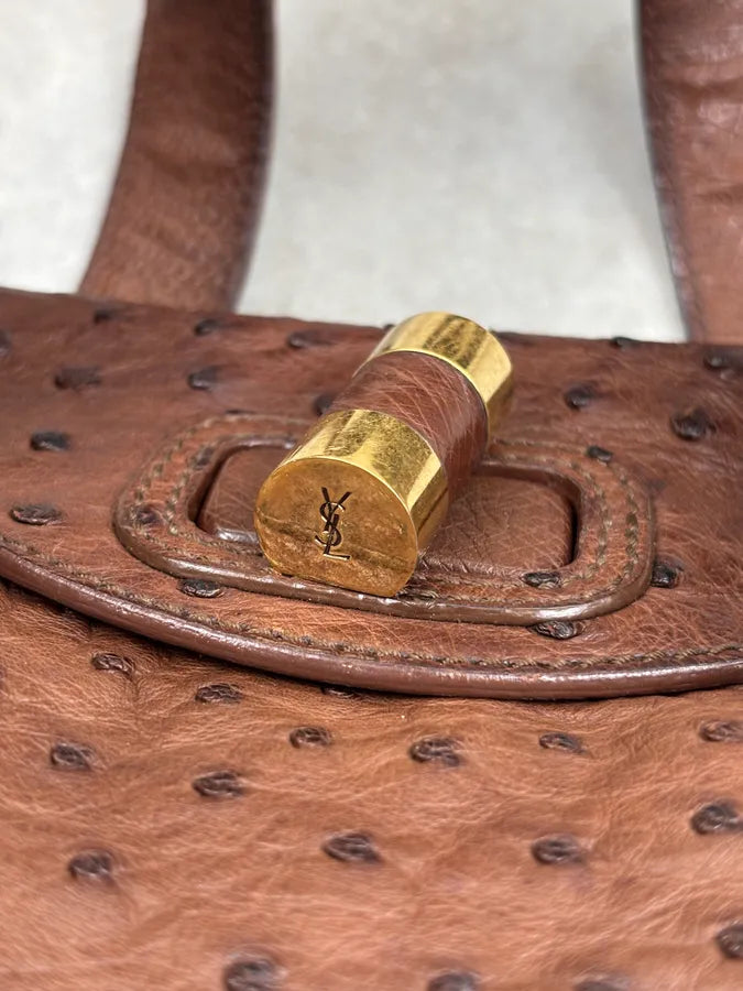 2011 Yves Saint Laurent Brown Ostrich Handle Bag VrxhTRp 5