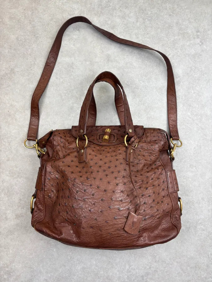 2011 Yves Saint Laurent Brown Ostrich Handle Bag VrxhTRp 3