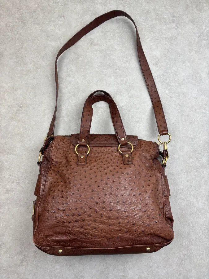 2011 Yves Saint Laurent Brown Ostrich Handle Bag VrxhTRp 11