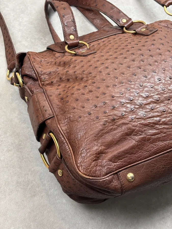 2011 Yves Saint Laurent Brown Ostrich Handle Bag VrxhTRp 14