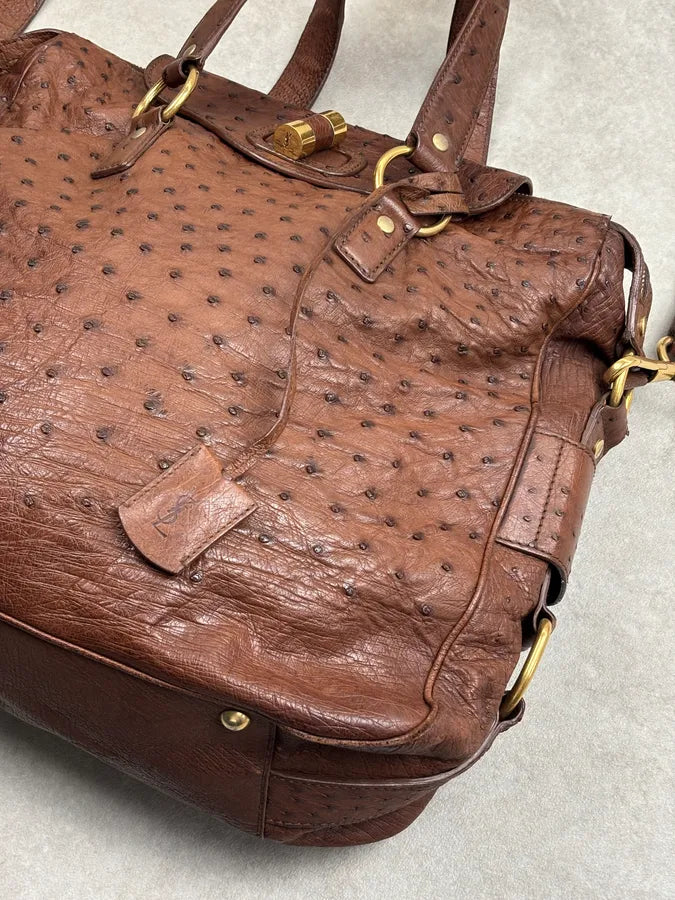 2011 Yves Saint Laurent Brown Ostrich Handle Bag VrxhTRp 6