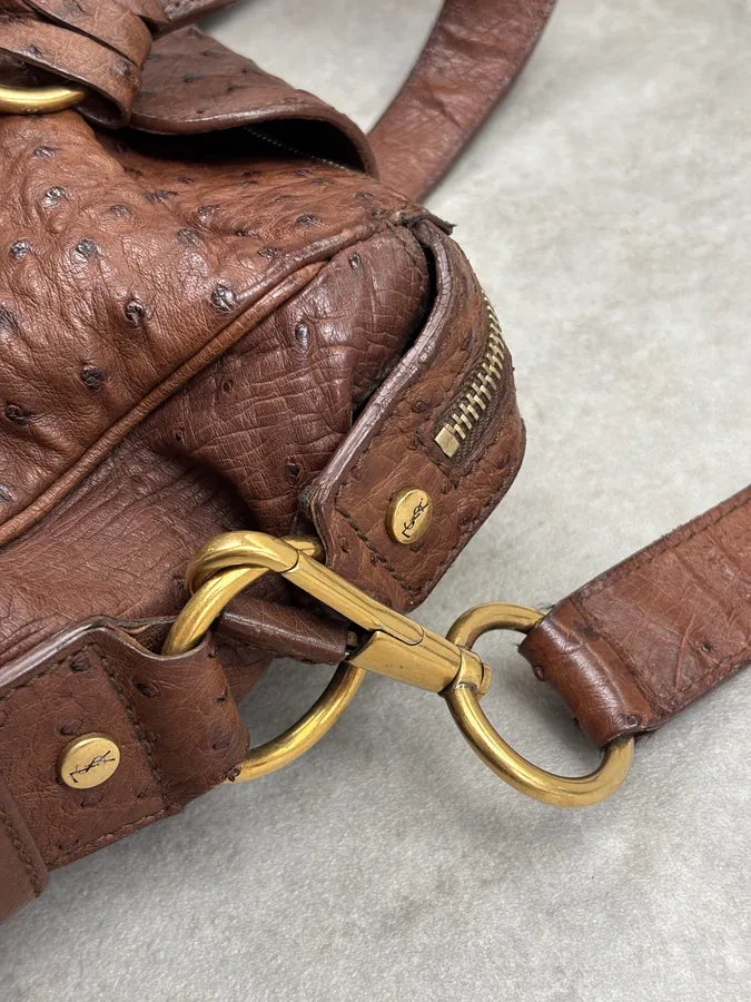 2011 Yves Saint Laurent Brown Ostrich Handle Bag VrxhTRp 8