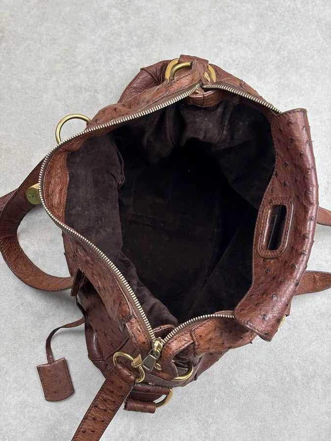 2011 Yves Saint Laurent Brown Ostrich Handle Bag VrxhTRp 16