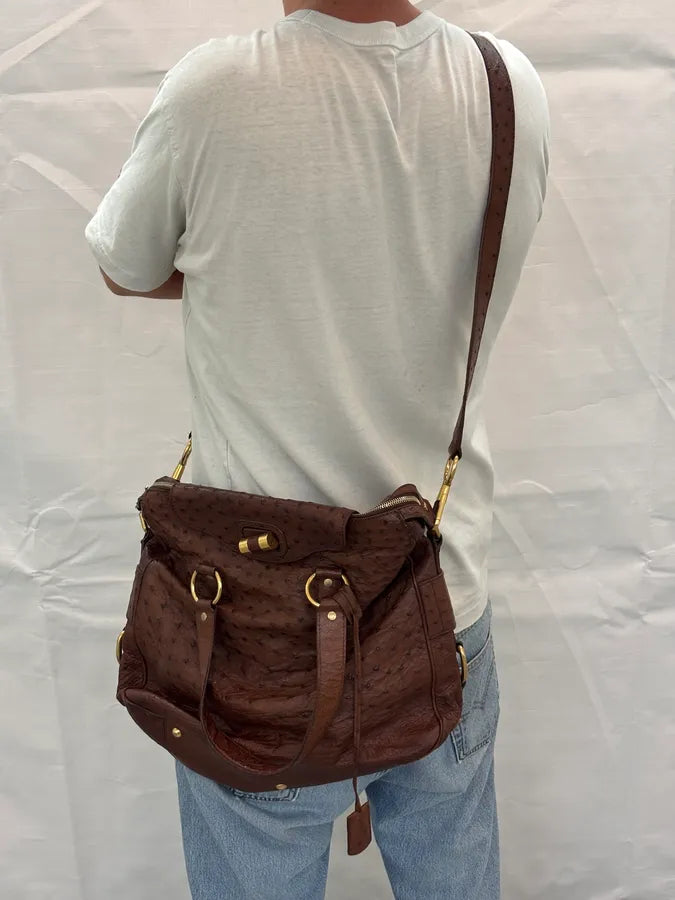 2011 Yves Saint Laurent Brown Ostrich Handle Bag VrxhTRp 2