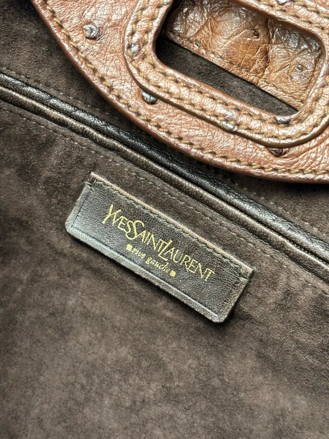 2011 Yves Saint Laurent Brown Ostrich Handle Bag VrxhTRp 17