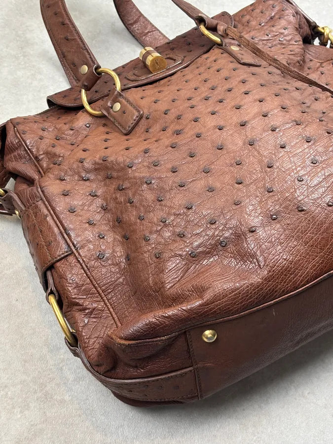 2011 Yves Saint Laurent Brown Ostrich Handle Bag VrxhTRp 7