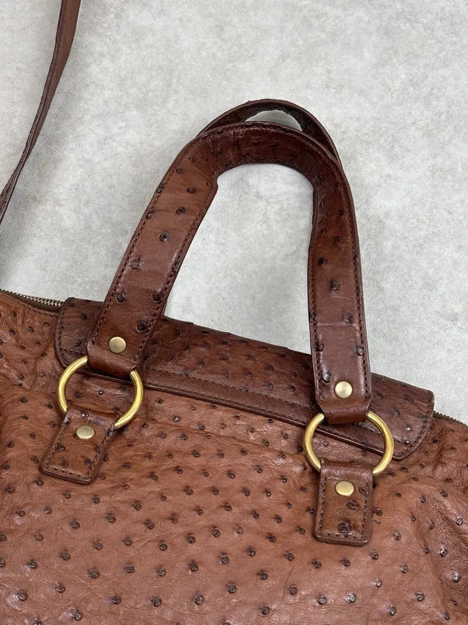 2011 Yves Saint Laurent Brown Ostrich Handle Bag VrxhTRp 12