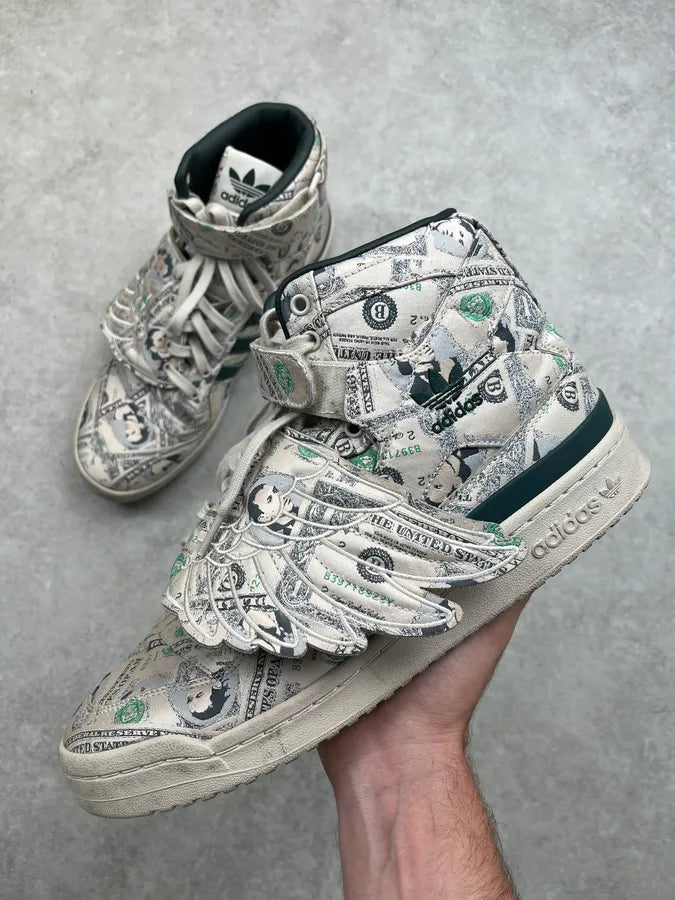 2012 Adidas by Jeremy Scott Money Wings White Dollar High Sneakers KYnlklP 0