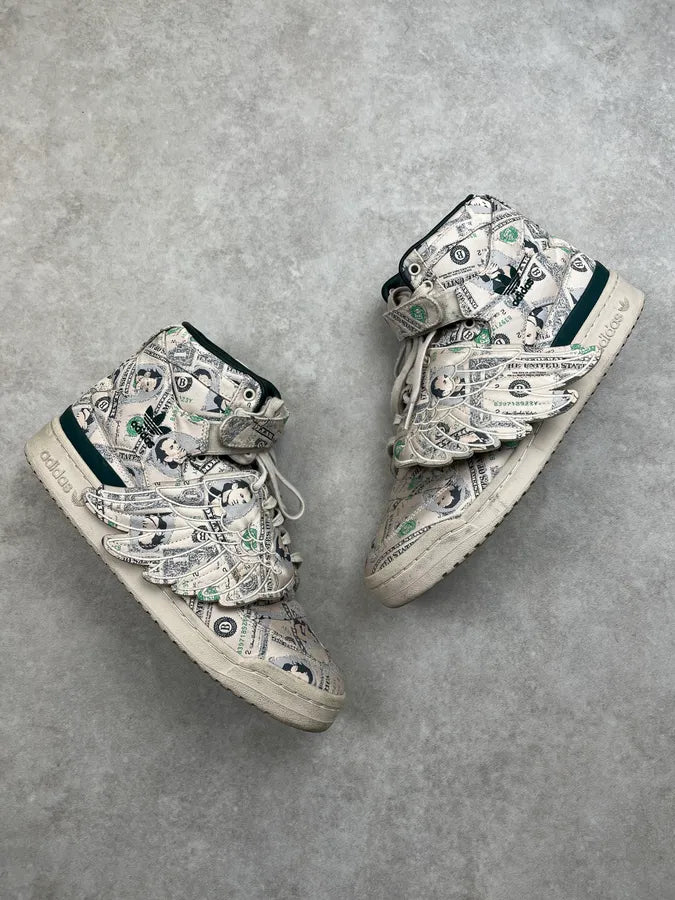 2012 Adidas by Jeremy Scott Money Wings White Dollar High Sneakers KYnlklP 1