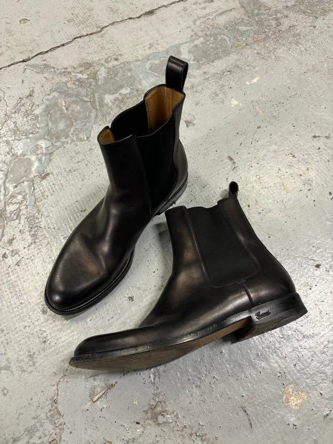 AW2012 Gucci Black Leather Chelsea Boots guQoUSW 4