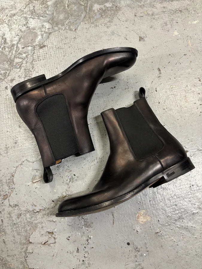AW2012 Gucci Black Leather Chelsea Boots guQoUSW 3