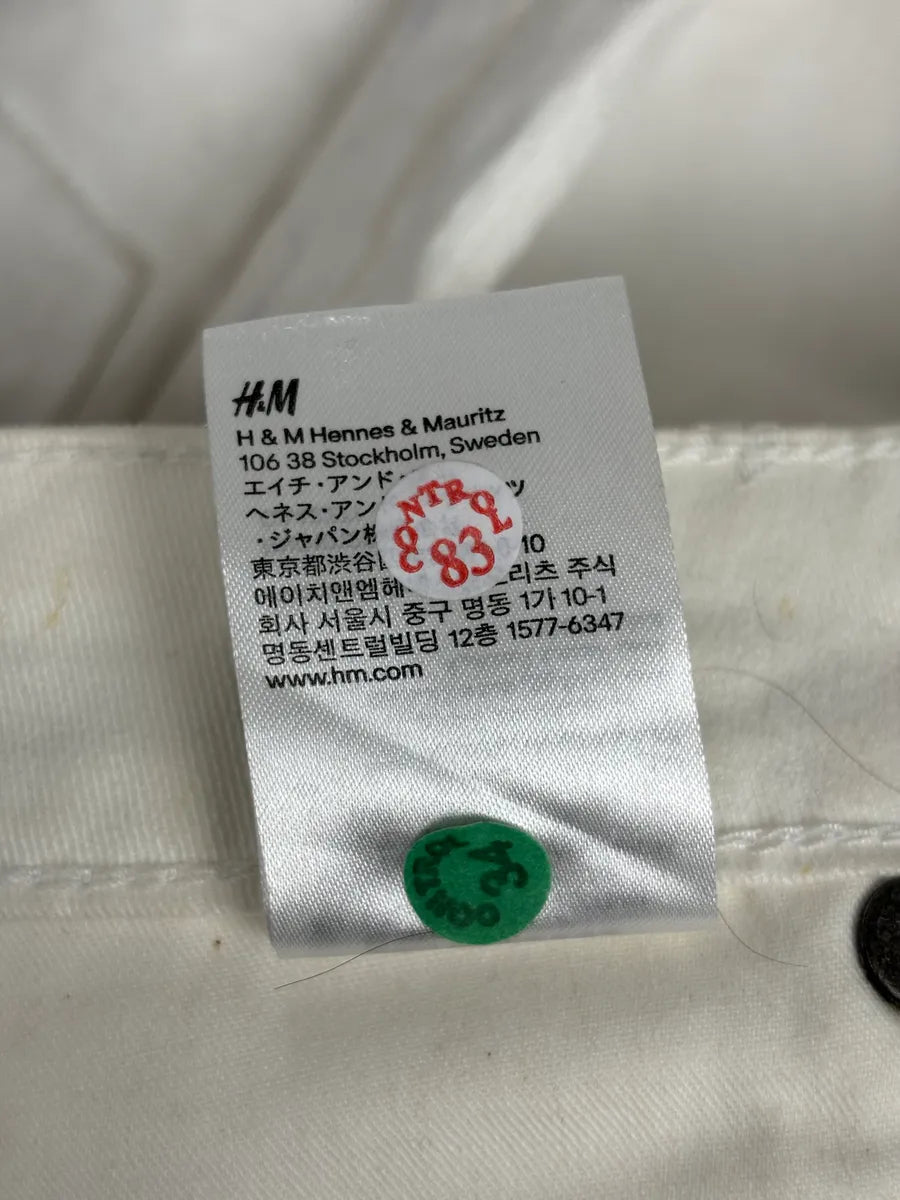 2012 Maison Margiela H&P White Cracked Painted Slim Jeans brQnkZj 12