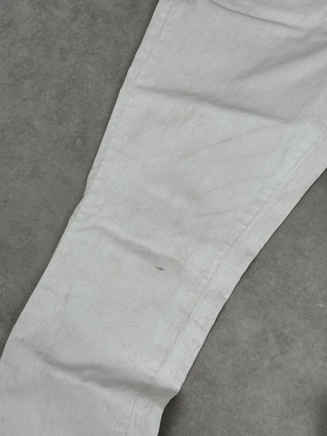 2012 Maison Margiela H&P White Cracked Painted Slim Jeans brQnkZj 8