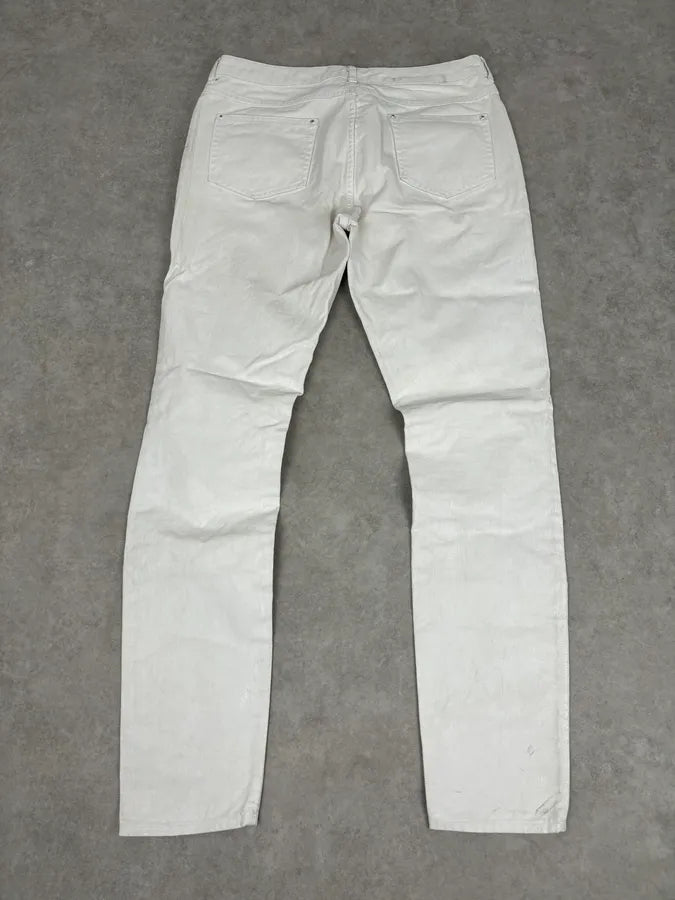 2012 Maison Margiela H&P White Cracked Painted Slim Jeans brQnkZj 5