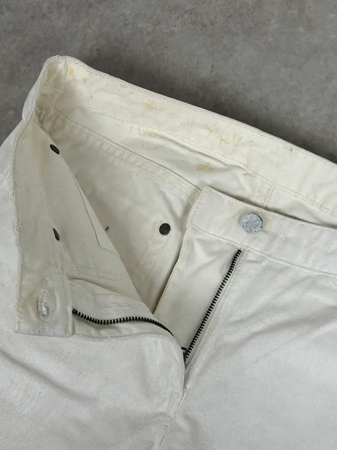2012 Maison Margiela H&P White Cracked Painted Slim Jeans brQnkZj 9