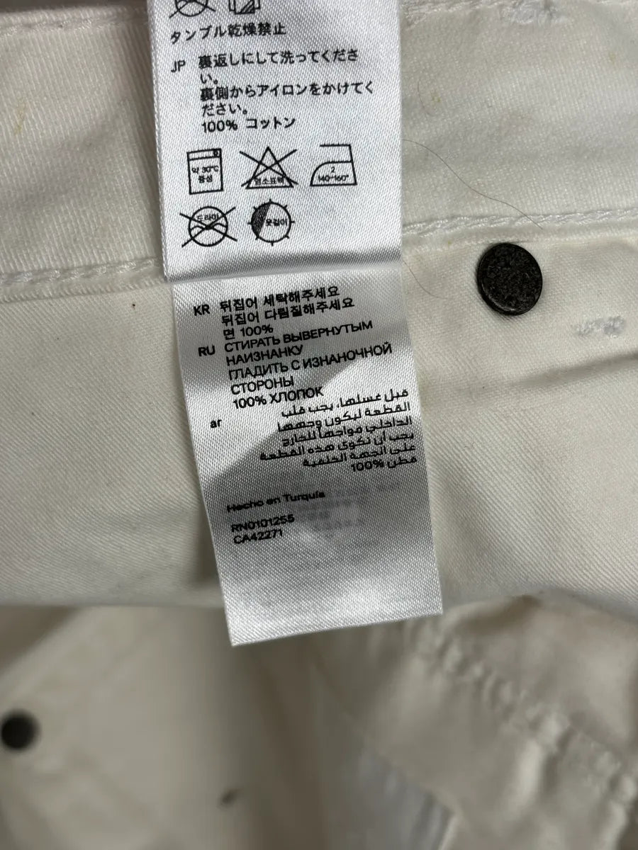 2012 Maison Margiela H&P White Cracked Painted Slim Jeans brQnkZj 11