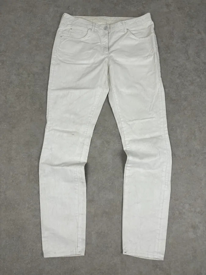 2012 Maison Margiela H&P White Cracked Painted Slim Jeans brQnkZj 0