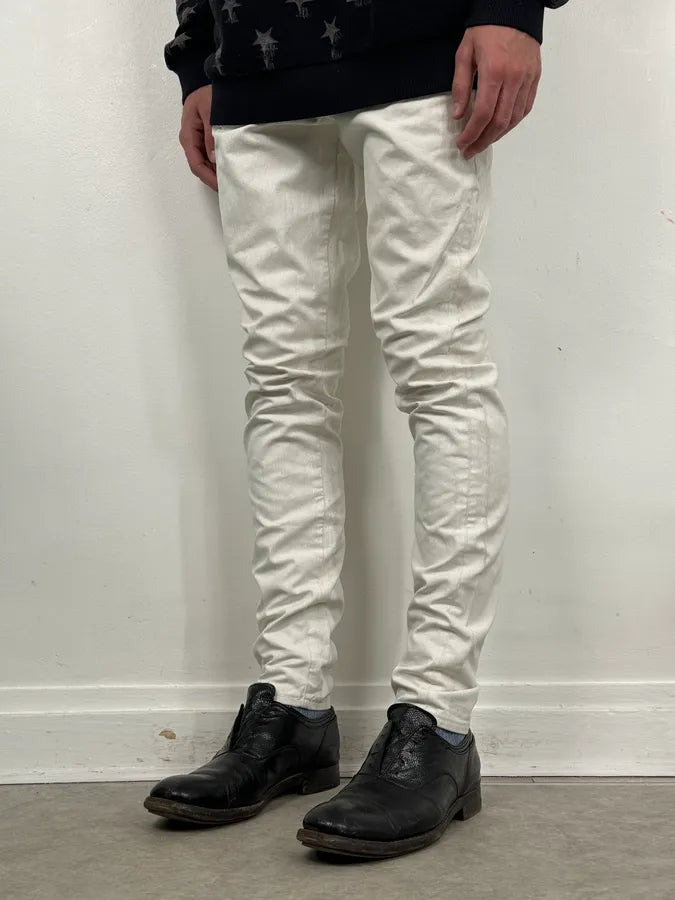 2012 Maison Margiela H&P White Cracked Painted Slim Jeans brQnkZj 2