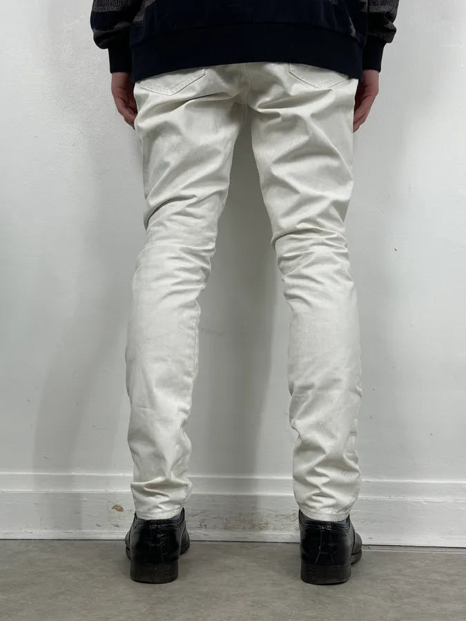 2012 Maison Margiela H&P White Cracked Painted Slim Jeans brQnkZj 3