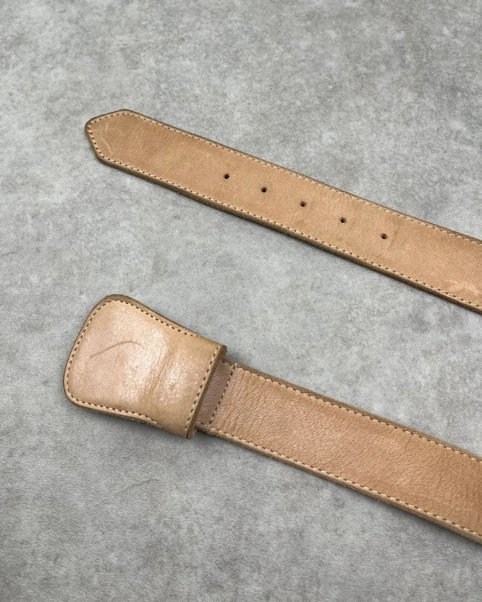 2012 Maison Margiela HM Beige Leather Western Belt bTCYdGf 3