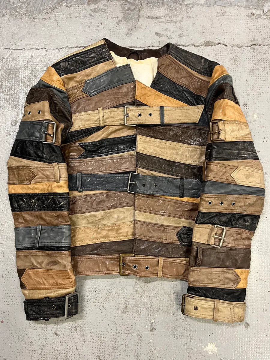 2012 Maison Margiela H&M Belt Leather Jacket vFvJSdZ 0