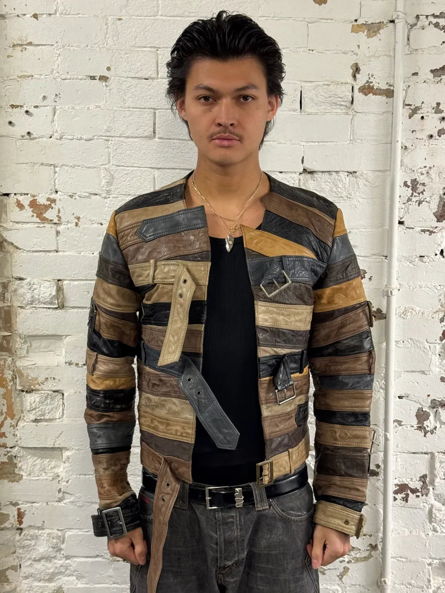 2012 Maison Margiela H&M Belt Leather Jacket vFvJSdZ 1