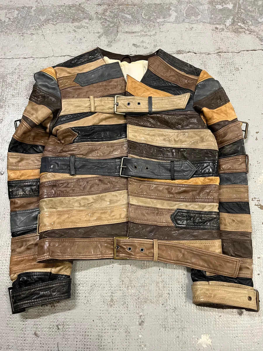 2012 Maison Margiela H&M Belt Leather Jacket vFvJSdZ 3