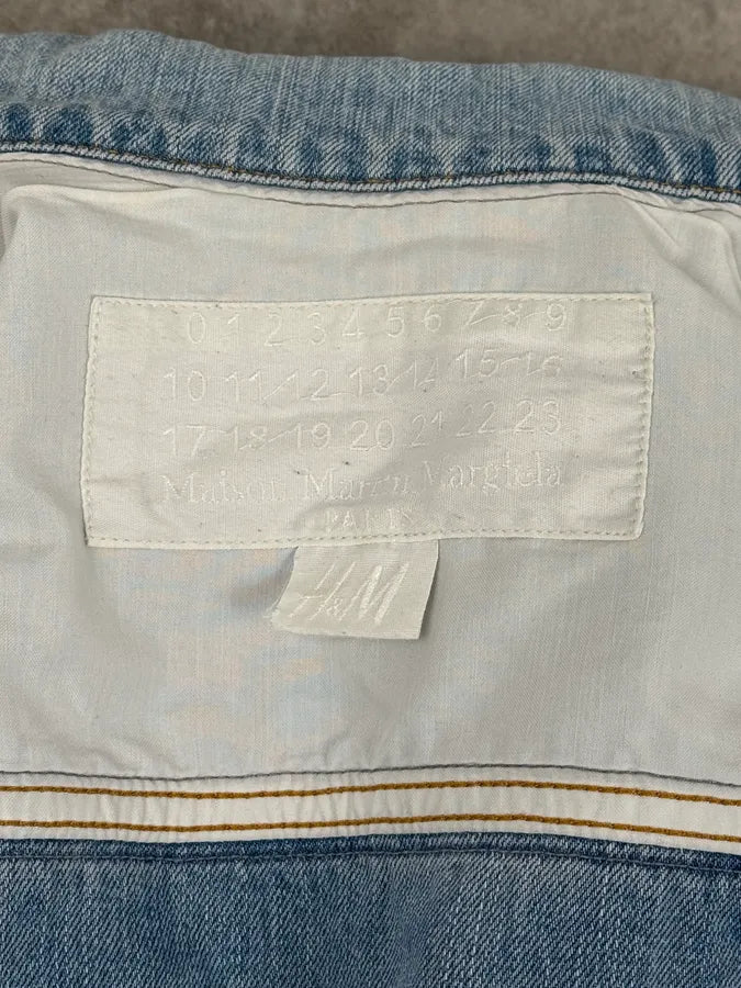 2012 Maison Margiela H&M Blue Distressed Denim Jacket aWgkDcv 10