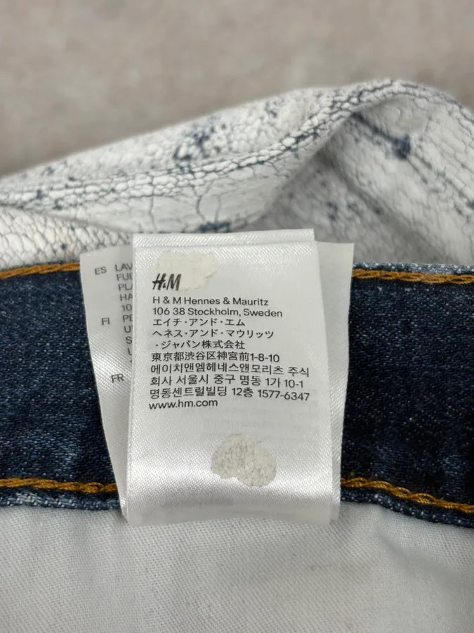 2012 Maison Margiela H&M Blue White Painted Denim Jeans fzSlaFg 8