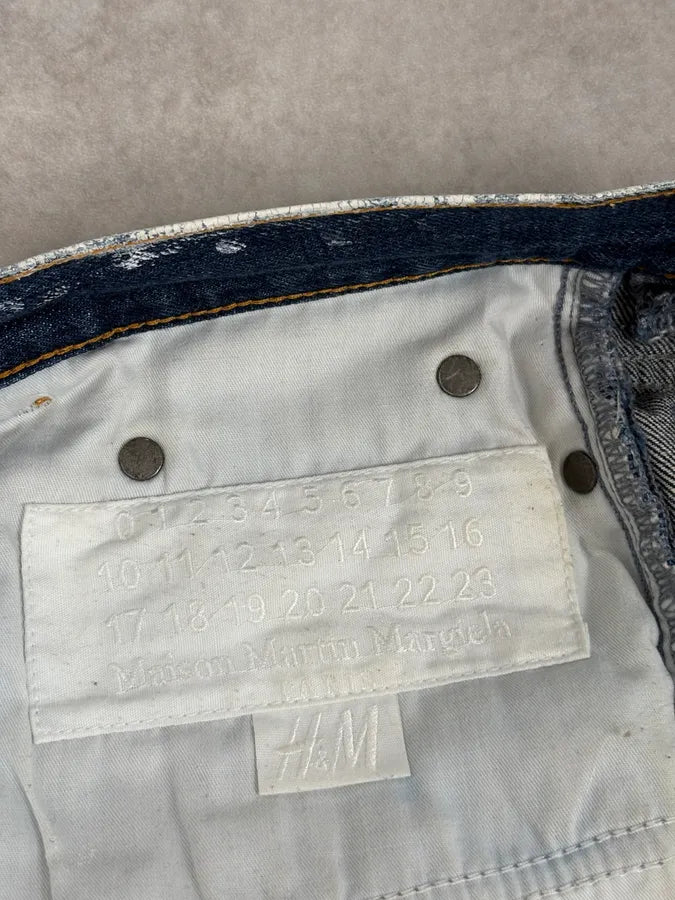 2012 Maison Margiela H&M Blue White Painted Denim Jeans fzSlaFg 9
