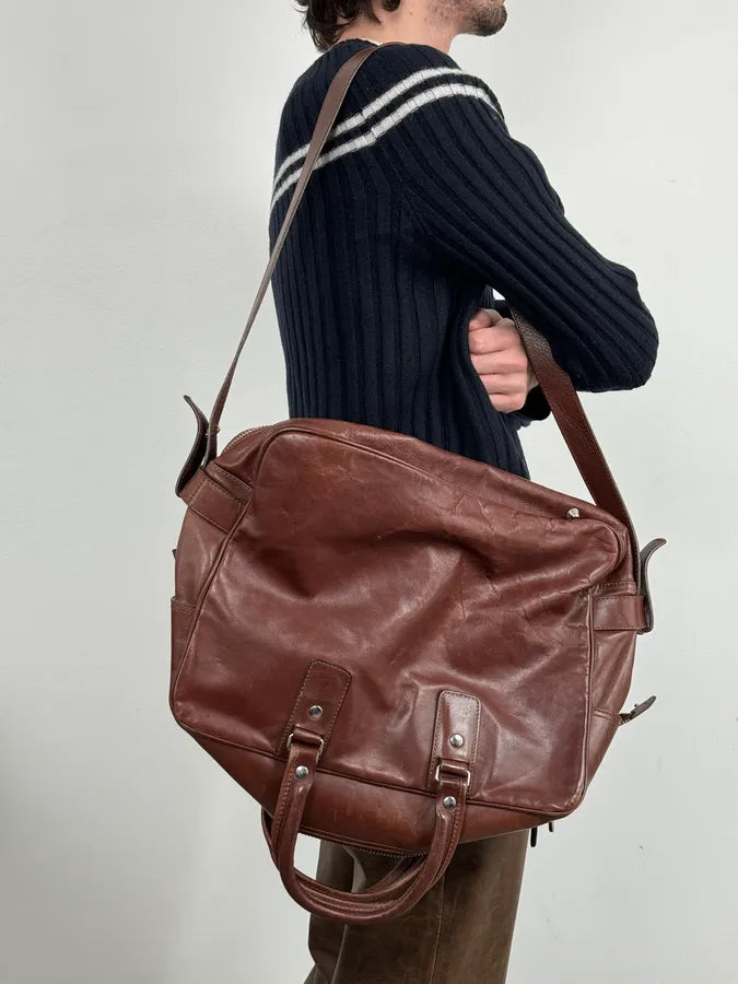 2012 Maison Margiela H&M Brown Shoulder Leather Bag TTpgBJx 0