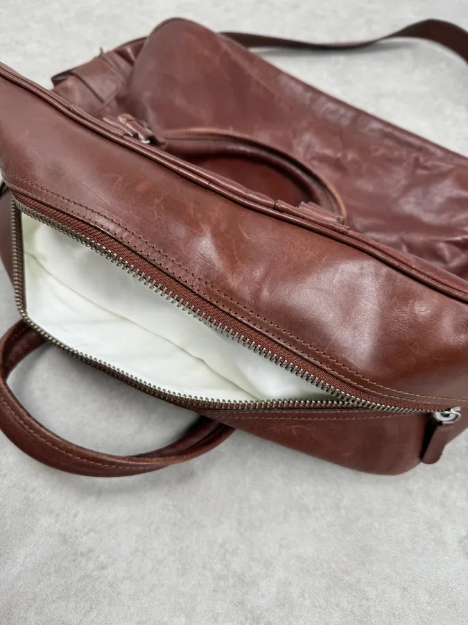 2012 Maison Margiela H&M Brown Shoulder Leather Bag TTpgBJx 3