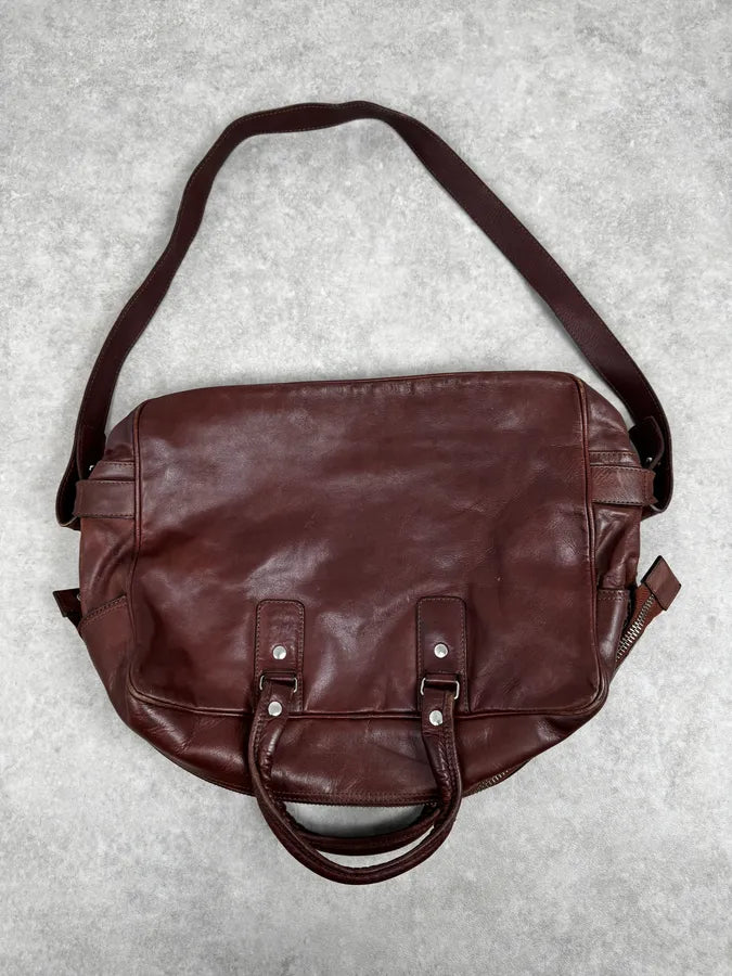 2012 Maison Margiela H&M Brown Upside Down Shoulder Leather Bag etmWqMD 0