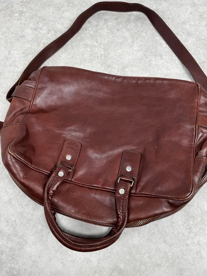 2012 Maison Margiela H&M Brown Upside Down Shoulder Leather Bag etmWqMD 4