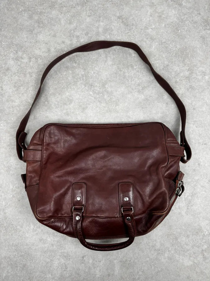 2012 Maison Margiela H&M Brown Upside Down Shoulder Leather Bag etmWqMD 3