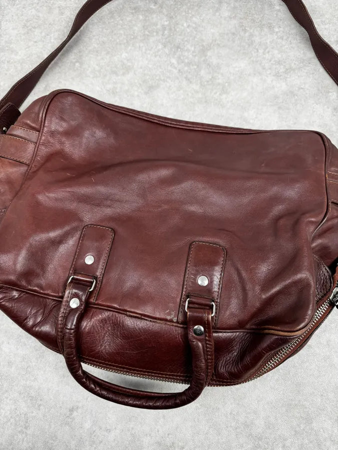 2012 Maison Margiela H&M Brown Upside Down Shoulder Leather Bag etmWqMD 5