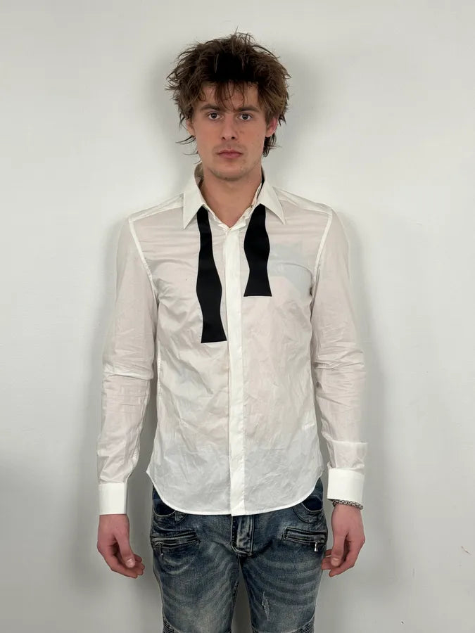 2012 Maison Margiela H&M Detachable Collar White Black Tie Shirt VtIknaB 1