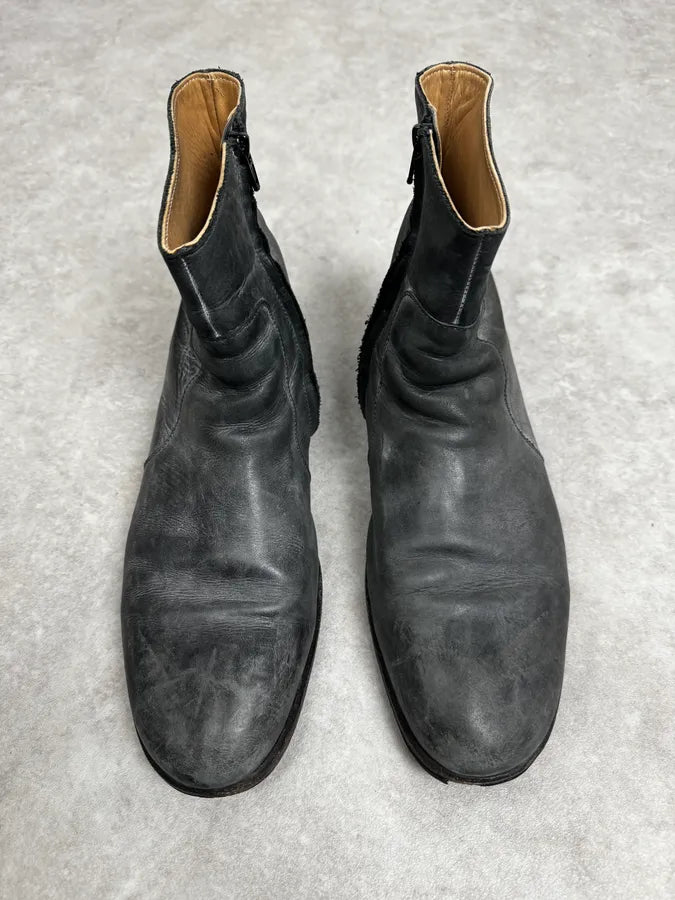 2012 Maison Margiela H&M Grey Eroded Leather Boots ZApmycz 2