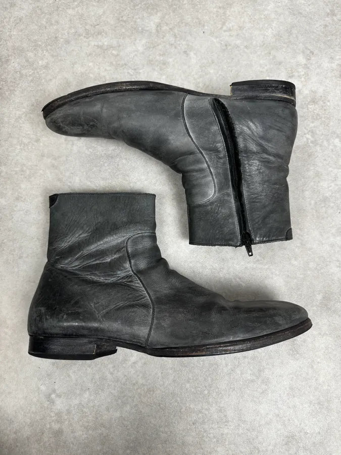 2012 Maison Margiela H&M Grey Eroded Leather Boots ZApmycz 1