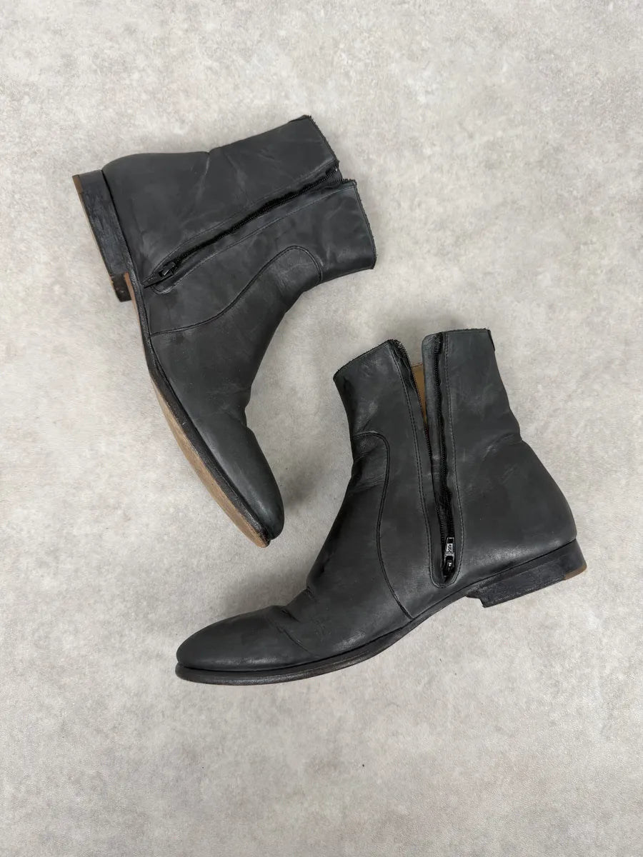 2012 Maison Margiela H&M Grey Leather Boots RkhiRmA 5