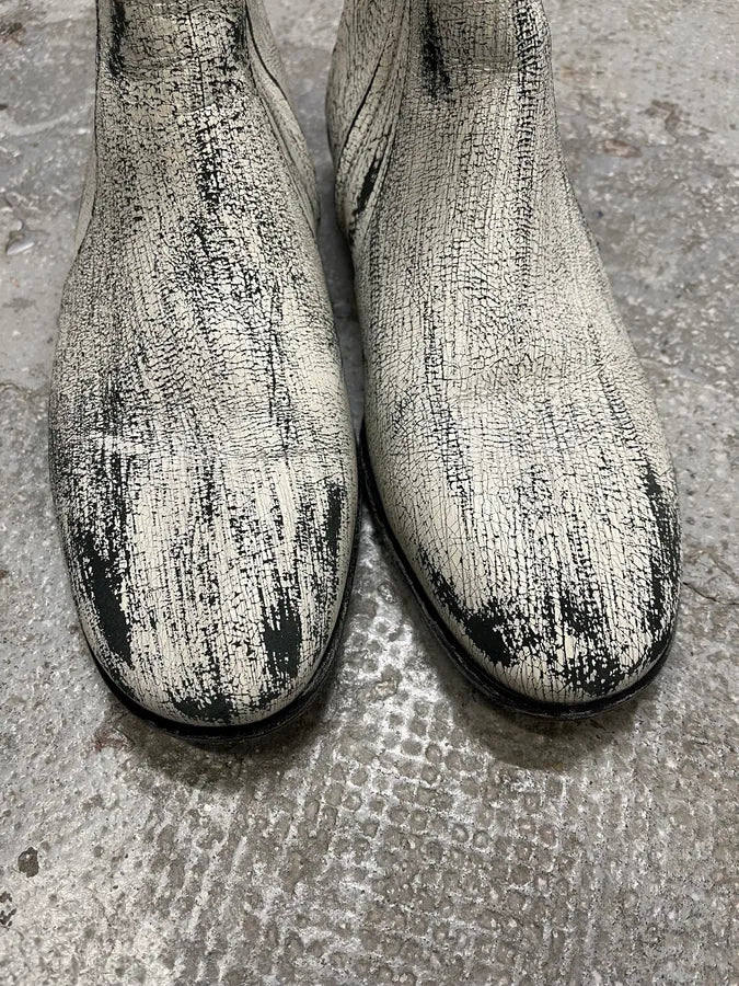 2012 Maison Margiela H&M Painted Cracked White Boots (42eu/us8.5) isLCaGX 1