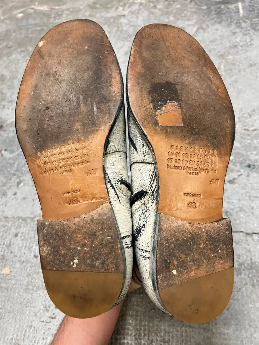 2012 Maison Margiela H&M Painted Cracked White Boots (42eu/us8.5) isLCaGX 2