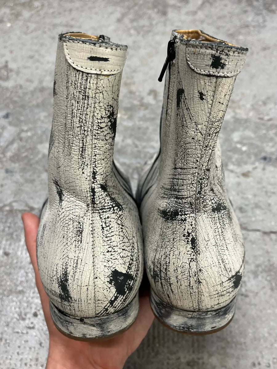 2012 Maison Margiela H&M Painted Cracked White Boots (42eu/us8.5) isLCaGX 3