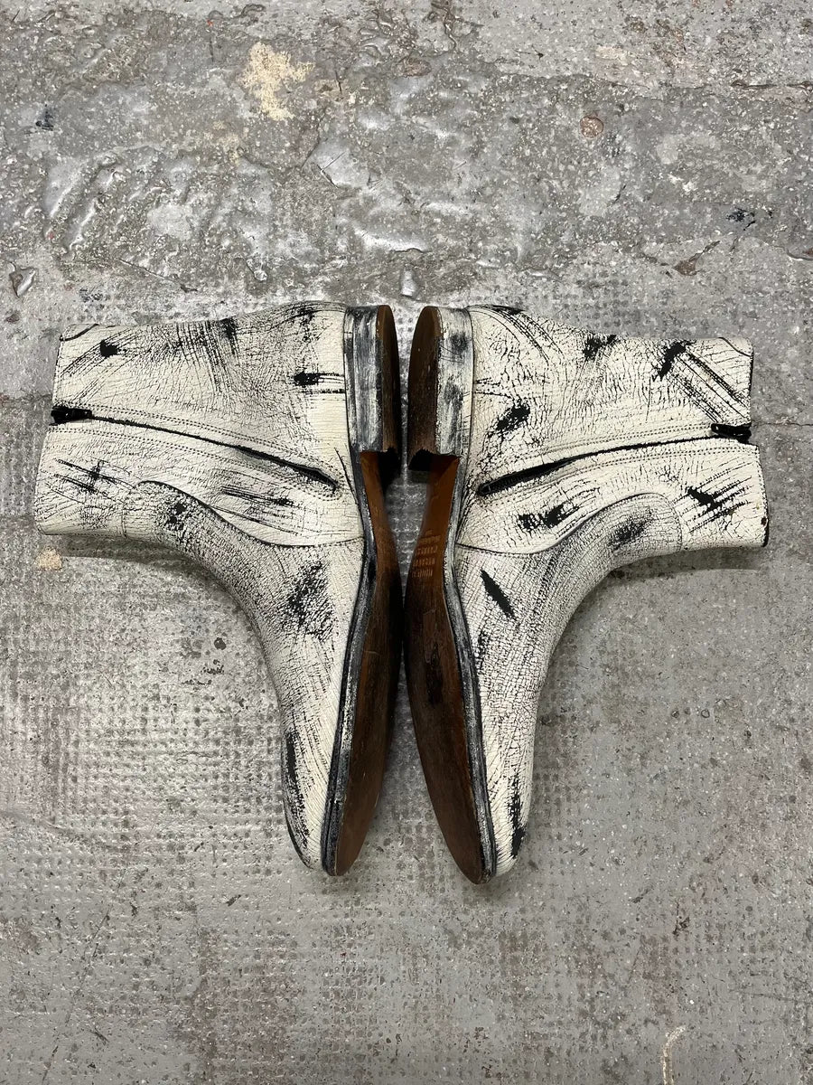 2012 Maison Margiela H&M Painted Cracked White Boots (42eu/us8.5) isLCaGX 5