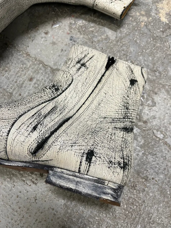 2012 Maison Margiela H&M Painted Cracked White Boots (42eu/us8.5) isLCaGX 7
