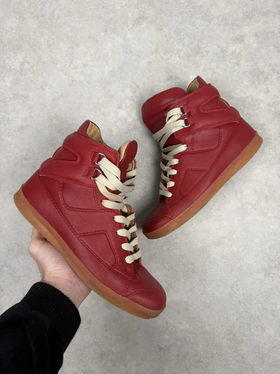 2012 Maison Margiela H&M Red High Leather Gum Sneakers rIpuyEJ 0
