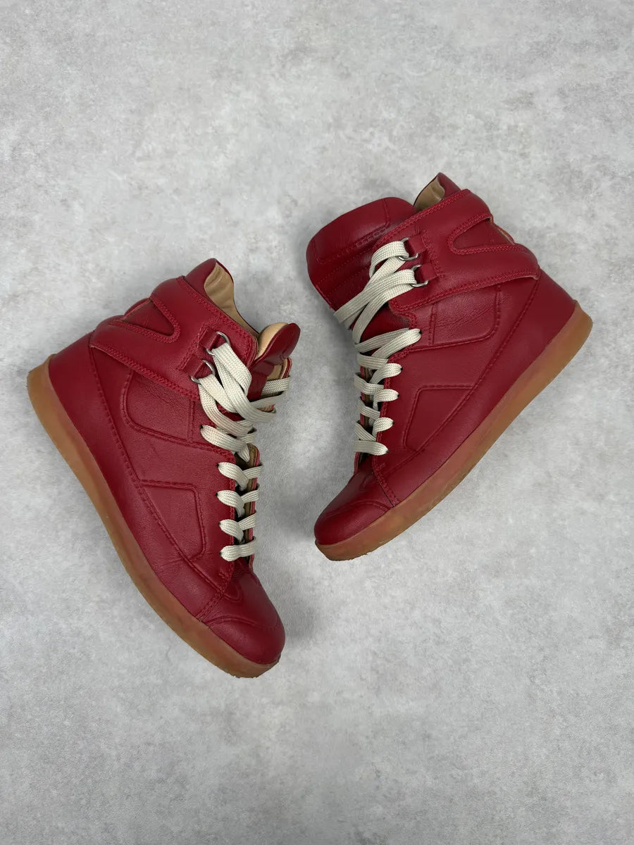 2012 Maison Margiela H&M Red High Leather Gum Sneakers rIpuyEJ 1