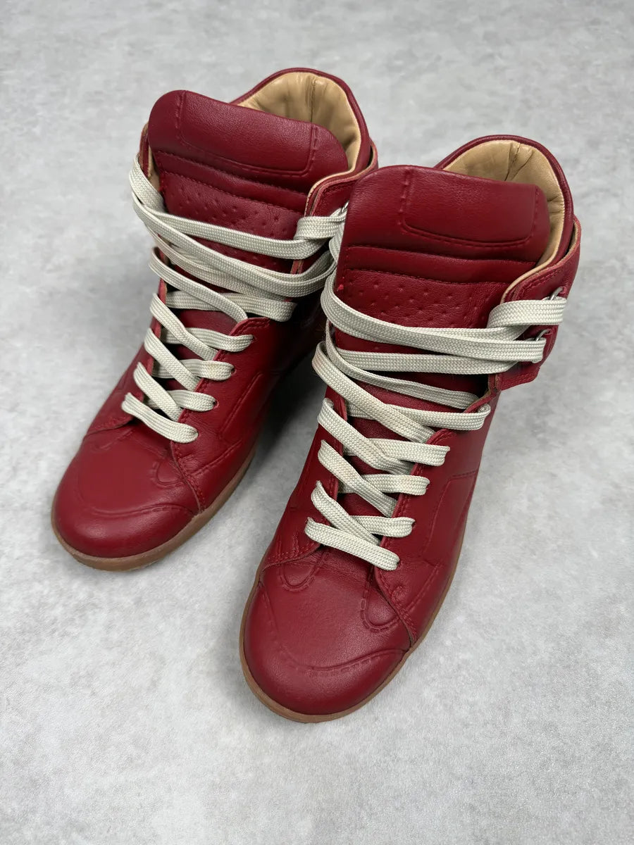 2012 Maison Margiela H&M Red High Leather Gum Sneakers rIpuyEJ 10