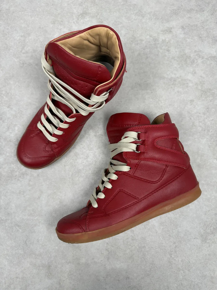 2012 Maison Margiela H&M Red High Leather Gum Sneakers rIpuyEJ 2