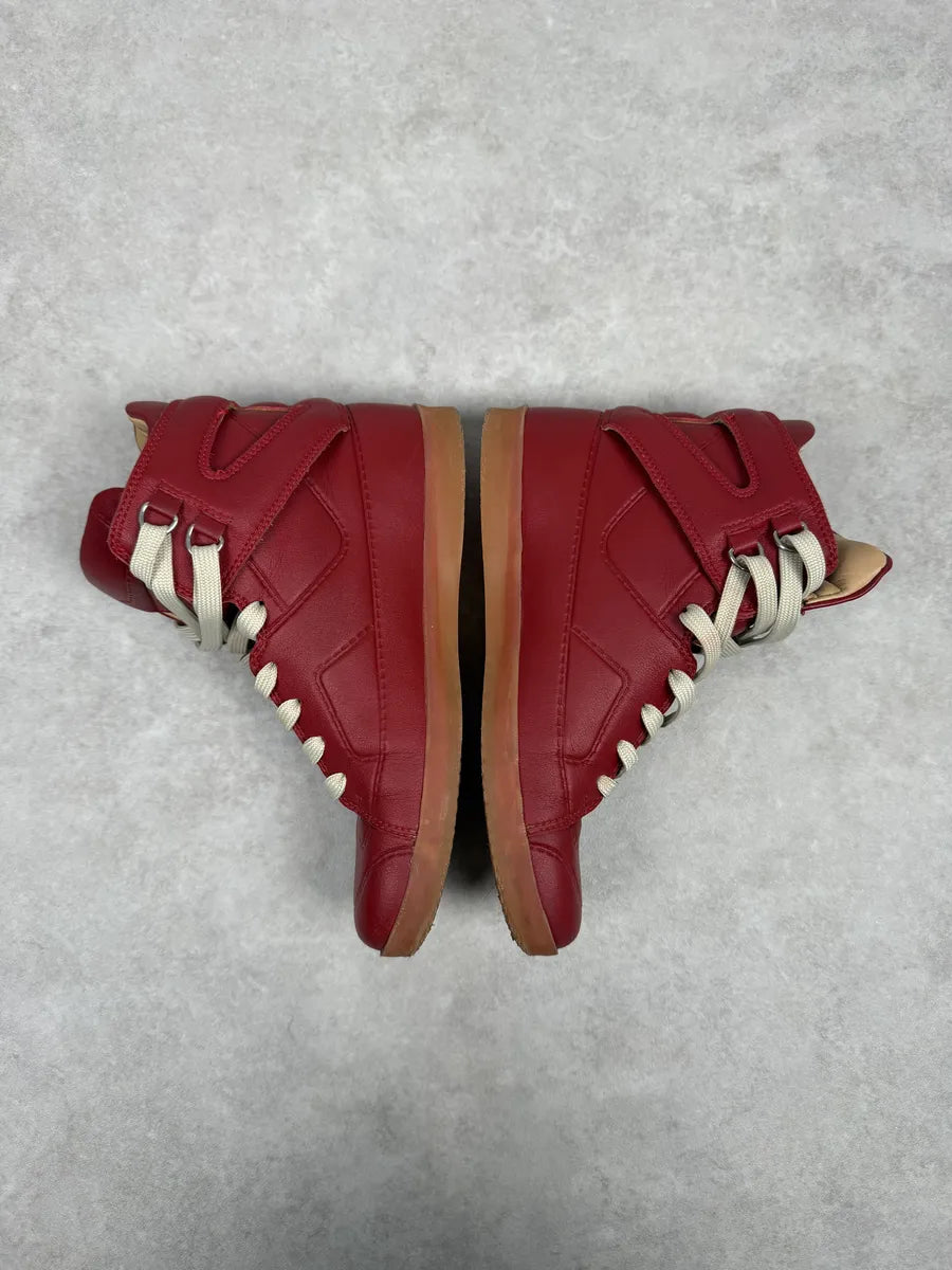 2012 Maison Margiela H&M Red High Leather Gum Sneakers rIpuyEJ 3